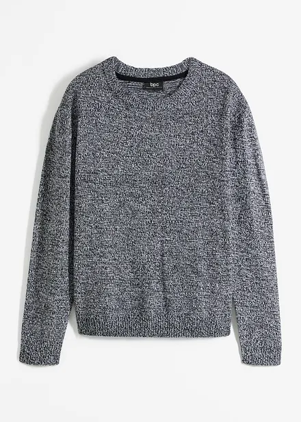 Strick-Pullover mit Rundhals-Ausschnitt in Melange