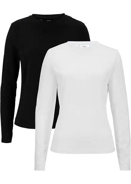Langarmshirt mit reiner Bio-Baumwolle (2er Pack)