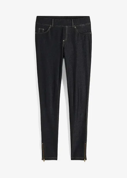 Legging aspect jean avec bas de jambes zippés