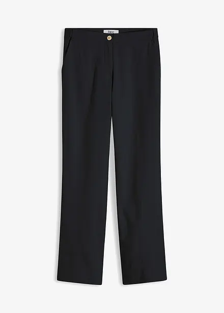 Pantalon taille haute en lin et viscose