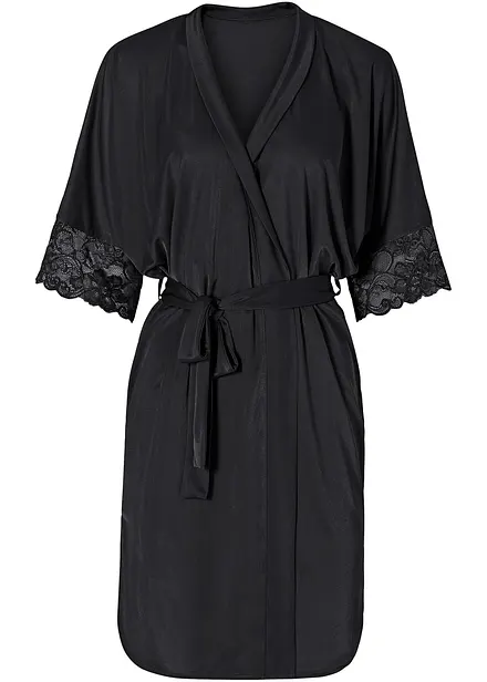 Satin Kimono mit Spitze