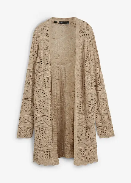 Gilet long en maille ajour&eacute;e