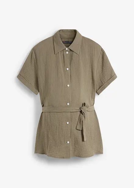 2-in-1 Umstands- und Stillbluse aus reinem Baumwoll-Musselin