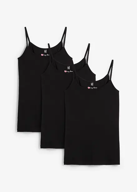 Lot de 3 tops à fines bretelles 100% coton