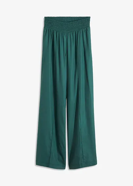 Pantalon à taille élastiquée en crêpe de viscose fluide