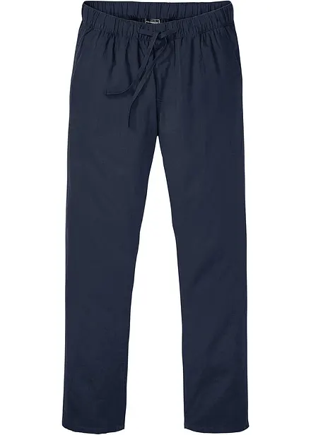 Pantalon droit taille élastiquée en lin majoritaire, Regular