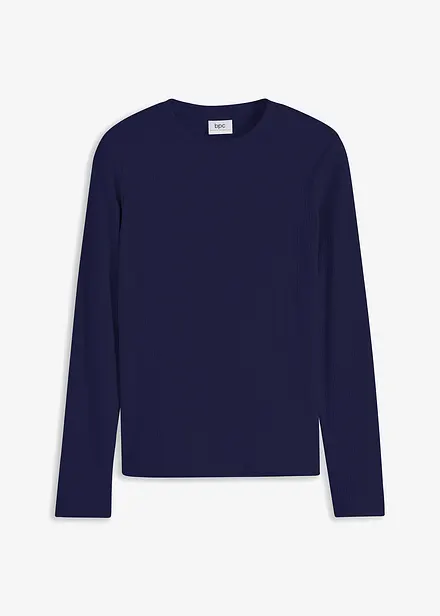 Geripptes Langarmshirt aus reiner Baumwolle