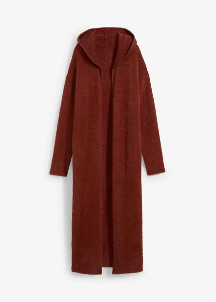 Long gilet en maille duveteuse