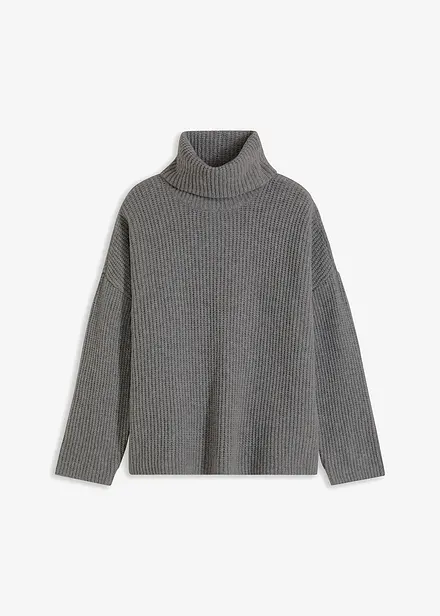 Pull col roulé en maille côtelée