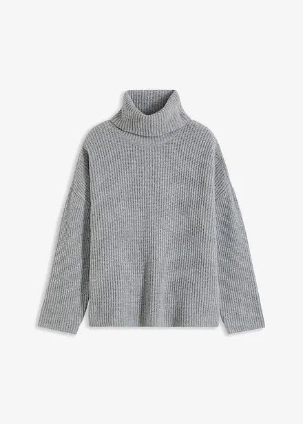 Pull col roulé en maille côtelée