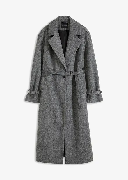 Manteau avec ceinture et motif en arêtes de poisson