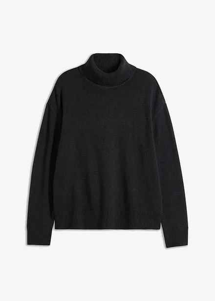 Pull col roulé en coton recyclé majoritaire, Loose Fit