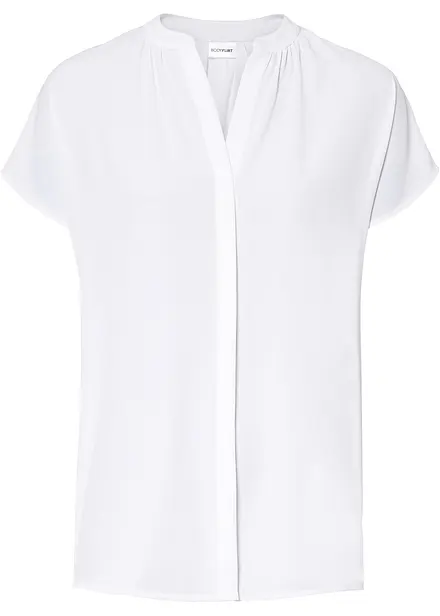 Kurzarmbluse mit verdeckter Knopfleiste