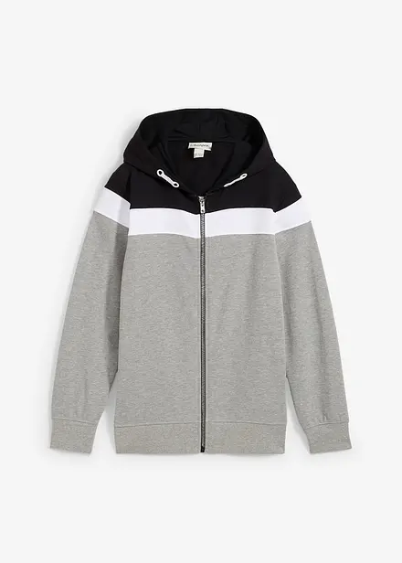 Sweat zippé à capuche en coton mélangé