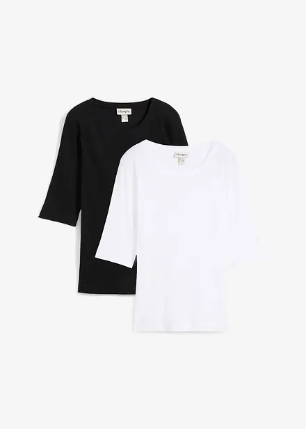 Rippshirt mit reiner Bio-Baumwolle (2er Pack)