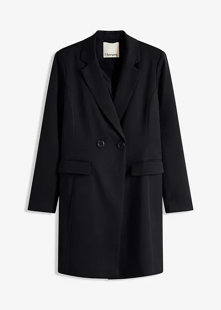 Blazer long à col V, manches longues