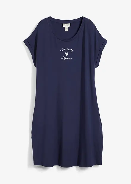Robe en jersey viscose extensible avec broderie poitrine