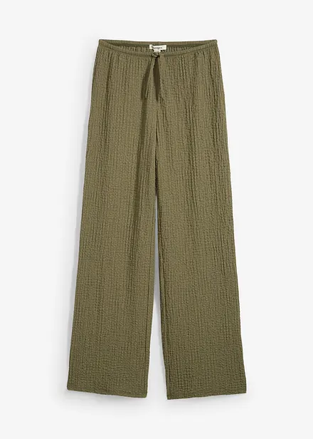 Pantalon large taille élastiquée en crêpe