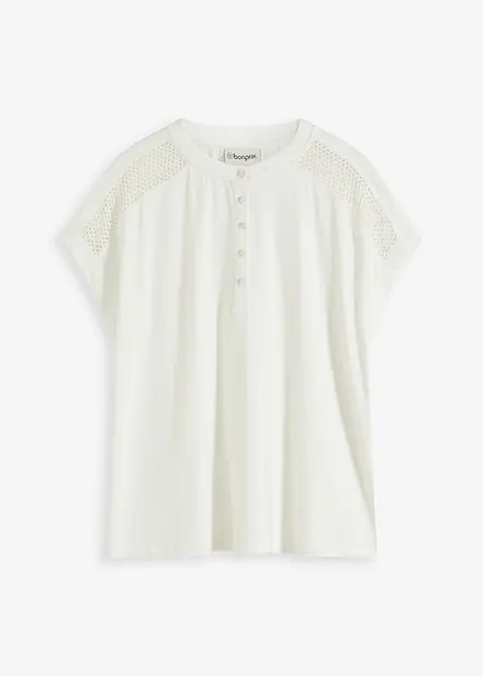 Viskose Shirt mit Spitzeneinsatz