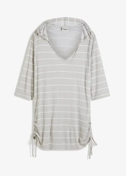 T-shirt long de plage à capuche en viscose