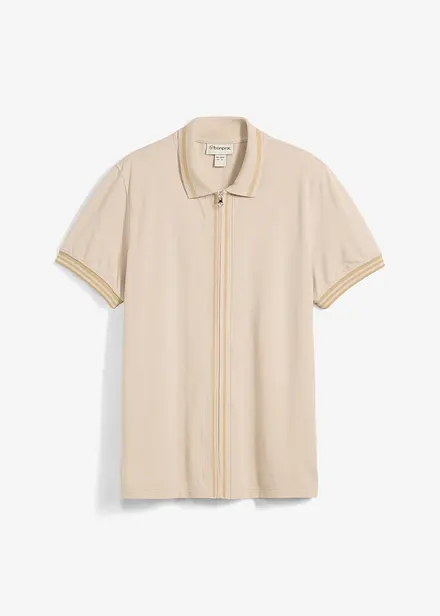 Polo zippé en maille piquée 100% coton