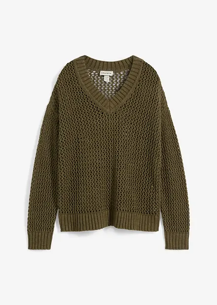 Ajour-Pullover aus leichtem Leinen-Mix