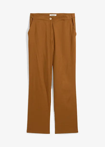 Pantalon taille haute en lin et viscose