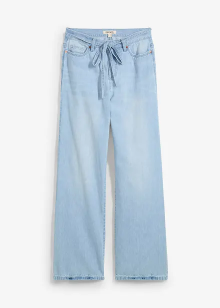 Wide-Leg-Jeans, Mid Waist, Gürtel