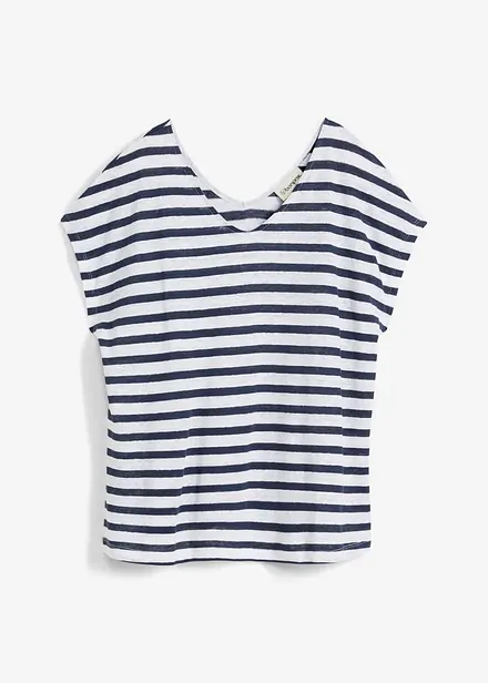 Shirt aus reinem Leinen mit Fledermaus&auml;rmeln