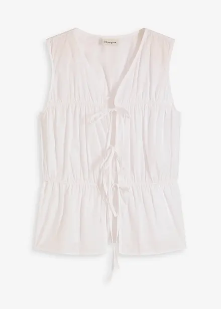 Blouse sans manches à volants et nouettes