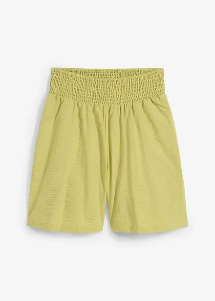 Short taille élastiquée en seersucker coton
