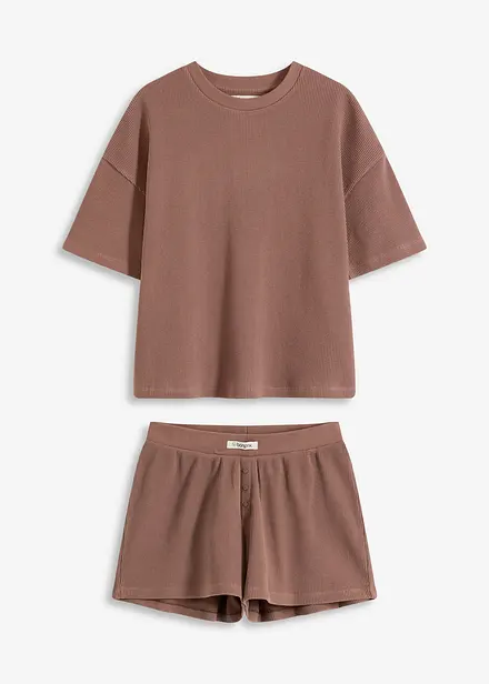 Ensemble short d’intérieur en jersey gaufré