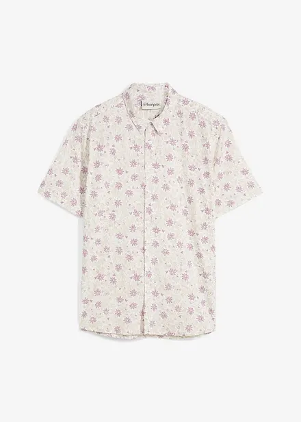 Chemise manches courtes fleurie 100% coton