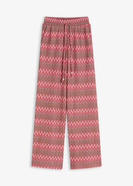 Pantalon large en jersey aspect crochet