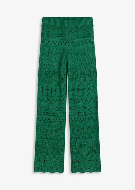 Pantalon en maille ajourée à taille élastiquée