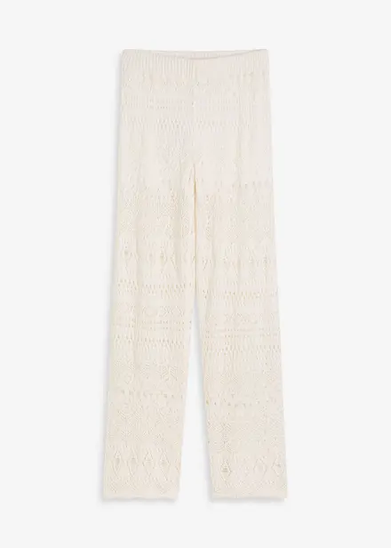 Pantalon en maille ajourée à taille élastiquée