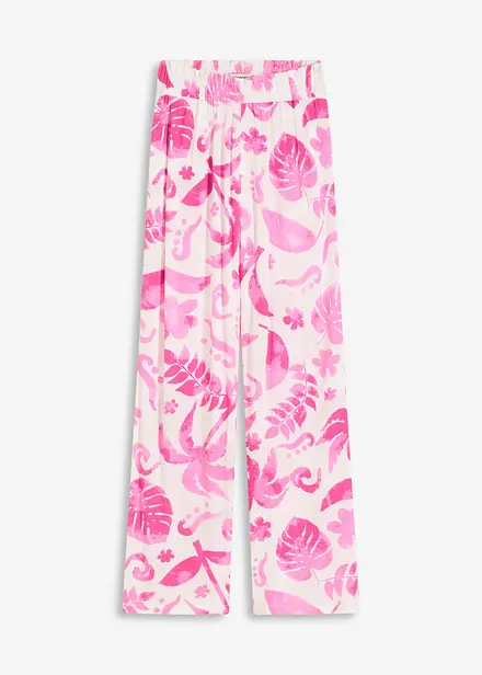 Pantalon large imprimé en viscose texturée