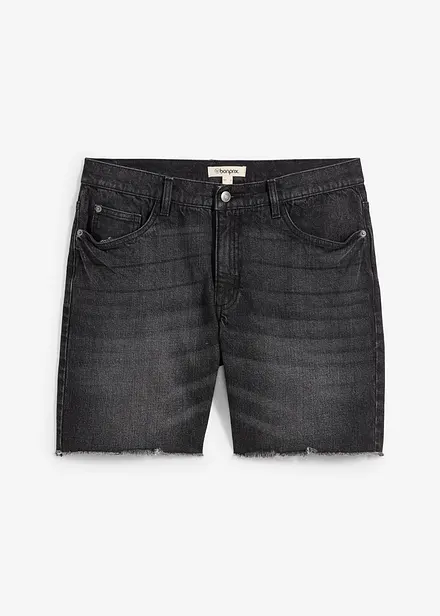 Bermuda en jean extensible à finitions effilochées, loose