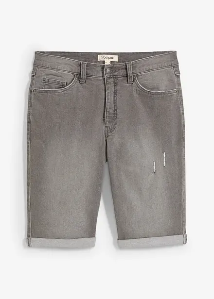 Bermuda en jean extensible, base retroussée, regular