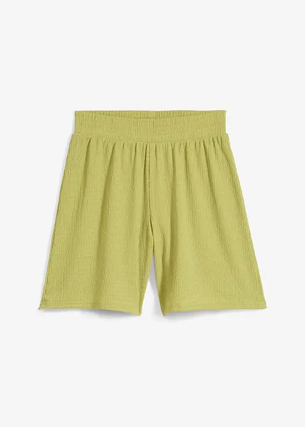 Short taille élastiquée en crêpe gaufré