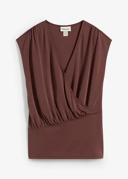 T-shirt cache-cœur en viscose mélangée