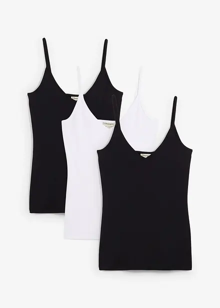Lot de 3 tops à fines bretelles 100% coton