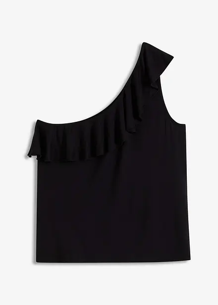 One-Shoulder-Top mit Volant aus softem Viskose-Mix