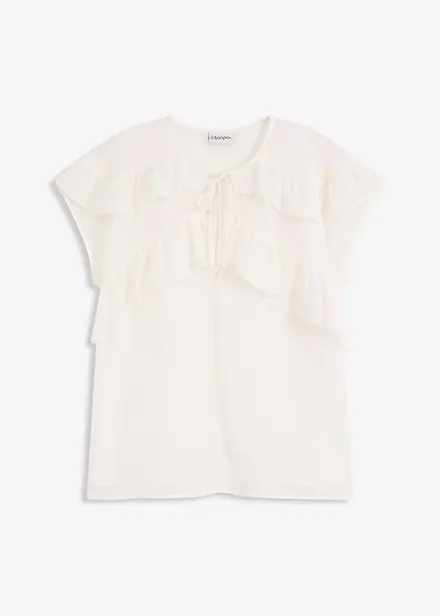 Blouse en crêpe à volants