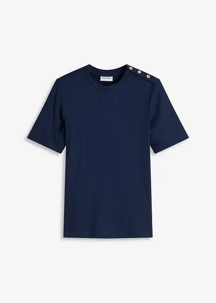 T-shirt côtelé en viscose douce et extensible