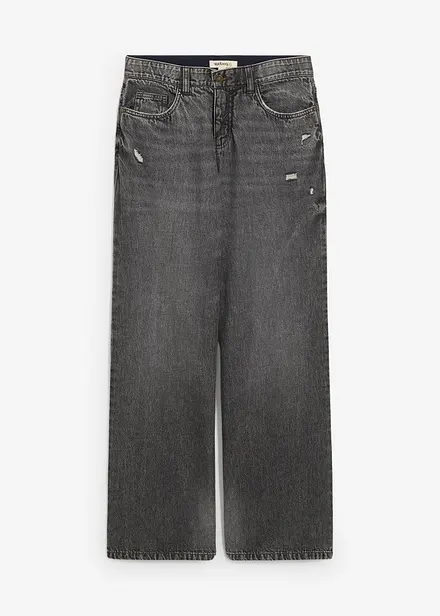 Wide-Leg-Jeans Mid Waist, Low Stretch