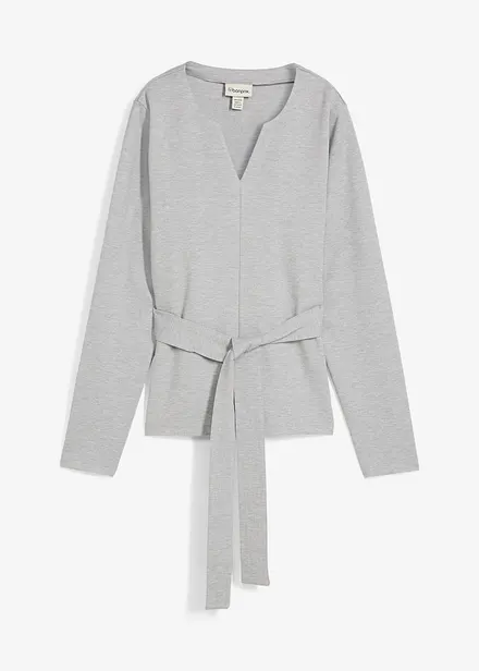 Langarmshirt mit breitem Bindeband aus Viskose-Mix