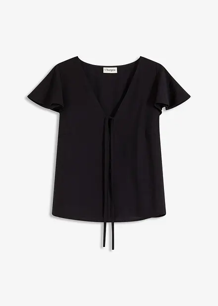 Blouse légèrement brillante à mancherons volantés