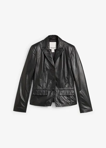 Blazer court en cuir d’agneau nappa