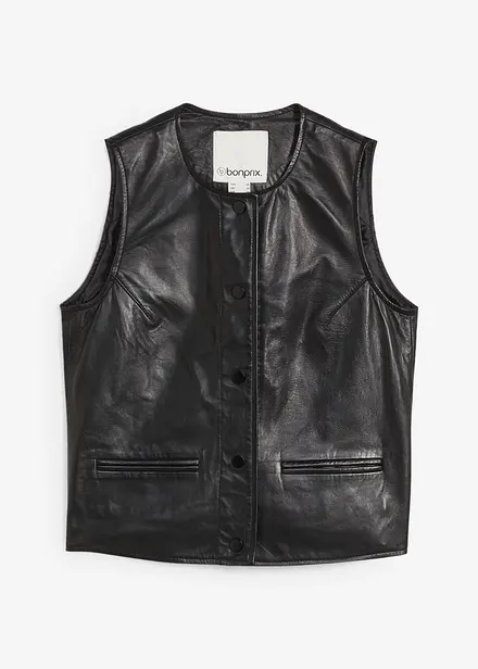 Gilet sans manches en cuir d’agneau nappa